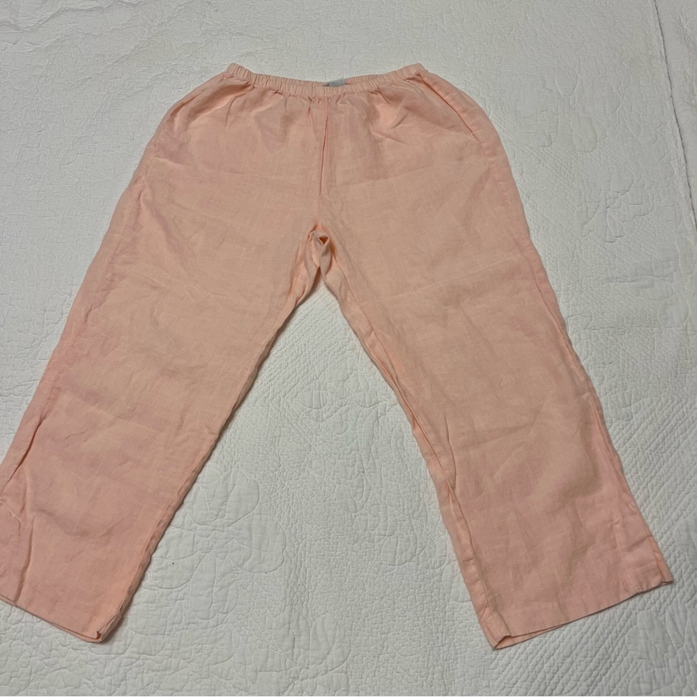 habitat clothes to live in women’s Sz M capri peach Linen pants Stretch Waist